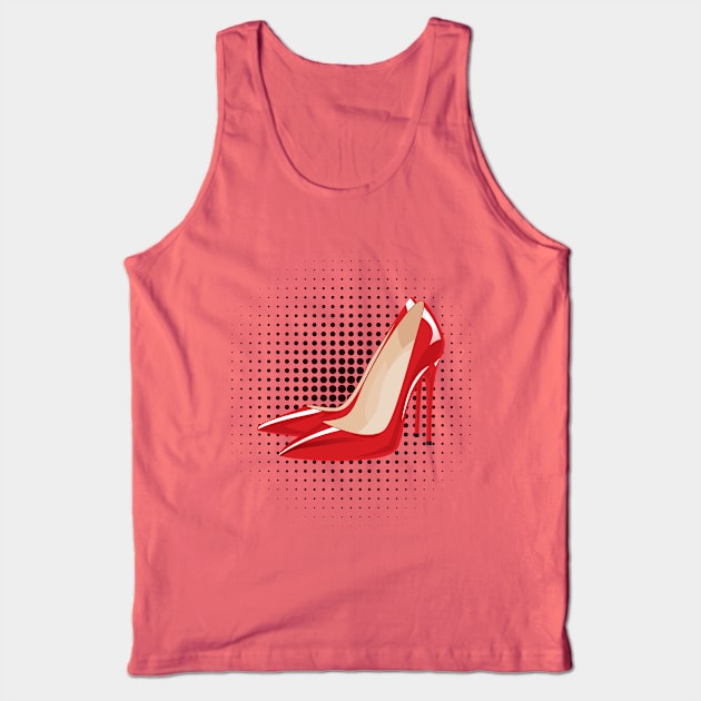 Shoe Addict Killer High Heel Red Pumps Tank Top by Hixon House